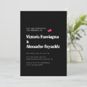 Faire-part de mariage à typographie noire minimale (Debout devant)