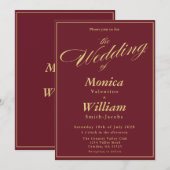 Faire-part de mariage à typographie Script Bourgog (Devant / Derrière)