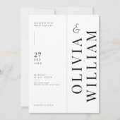 Faire-part de mariage à typographie verticale avec (Devant)