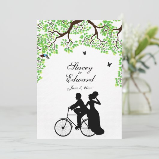 Faire-part de mariage à vélo (Debout devant)