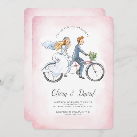 Faire-part de mariage à vélo (Devant / Derrière)