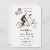 Faire-part de mariage à vélo tandem (Devant)