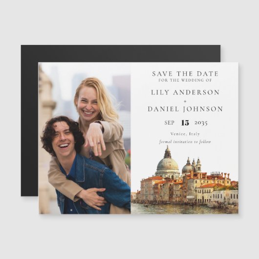 Faire-part de mariage à Venise avec photo (Devant / Derrière)