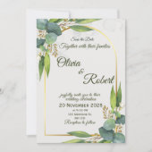 Faire-part de mariage à verdure minimale Arche dor (Devant)