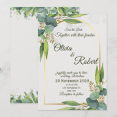 Faire-part de mariage à verdure minimale Arche dor (Devant / Derrière)