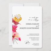 Faire-part de mariage abstrait à fleurs rose (Devant)