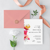 Faire-part de mariage abstrait à fleurs rose