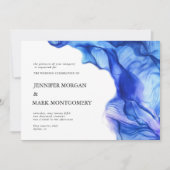 Faire-part de mariage Abstrait bleu soie (Devant)