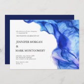 Faire-part de mariage Abstrait bleu soie (Devant / Derrière)