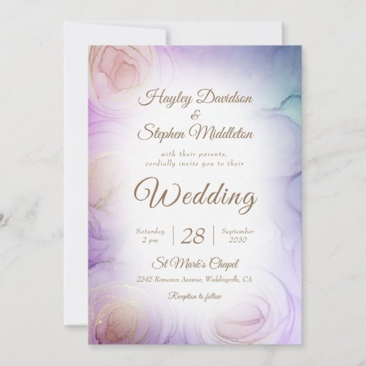 Faire-part de mariage Abstrait de lavande (Devant)