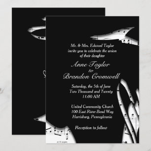 Faire-part de mariage Abstrait de musique noire et