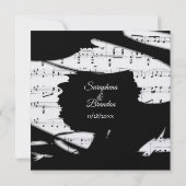 Faire-part de mariage Abstrait de musique noire et (Dos)