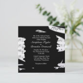 Faire-part de mariage Abstrait de musique noire et (Debout devant)