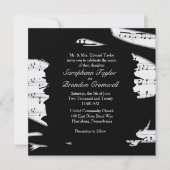 Faire-part de mariage Abstrait de musique noire et (Devant)