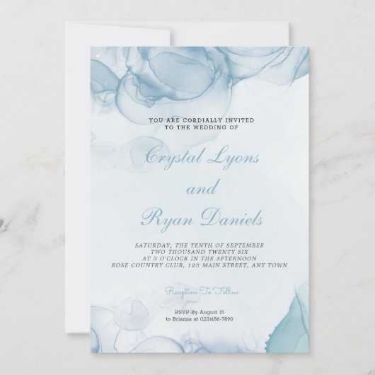 Faire-part de mariage Abstrait Dusty Blue moderne (Devant)