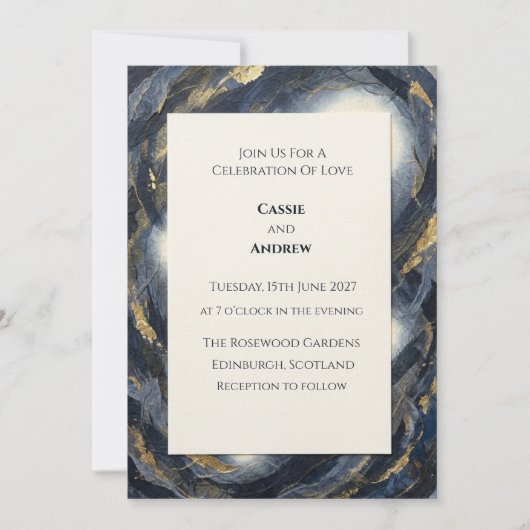 Faire-part de mariage abstrait en marbre d'agate d (Devant)