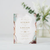 Faire-part de mariage abstrait éthéré or et vin (Debout devant)