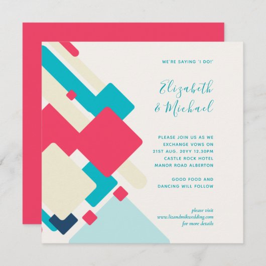 Faire-part de mariage Abstrait futuriste (Devant / Derrière)