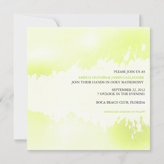 Faire-part de mariage abstrait Lime Green (Devant)