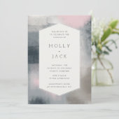 FAIRE-PART DE MARIAGE ABSTRAIT MODERNE (MARINE/BLA (Debout devant)