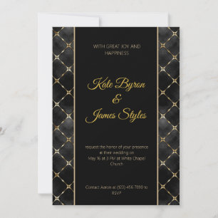 Faire-part de mariage Abstrait noir et or