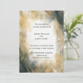 Faire-part de mariage abstrait or marine (Debout devant)
