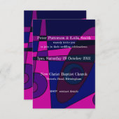 Faire-part de mariage abstrait rose violet (Devant / Derrière)