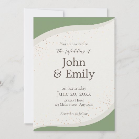 Faire-part de mariage Abstrait Sage Green (Devant)