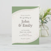 Faire-part de mariage Abstrait Sage Green (Debout devant)