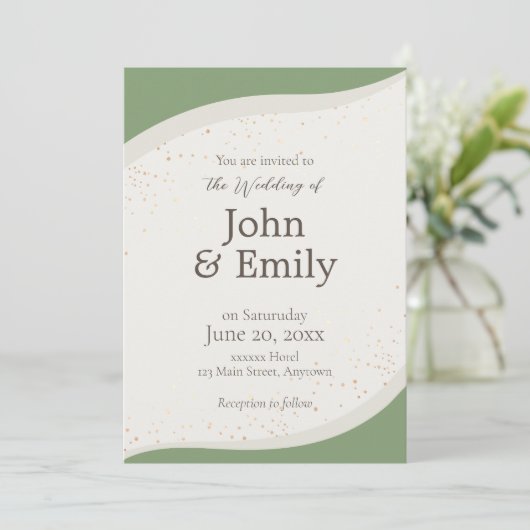 Faire-part de mariage Abstrait Sage Green (Debout devant)