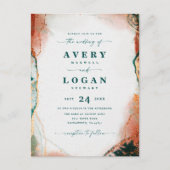 Faire-part de mariage abstrait sarcelle et cuivre (Devant)