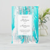Faire-part de mariage Abstrait Turquoise Turquoise (Debout devant)