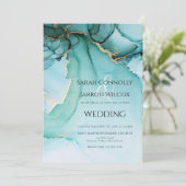 Faire-part de mariage Abstrait Turquoise unique (Debout devant)
