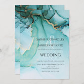 Faire-part de mariage Abstrait Turquoise unique (Devant / Derrière)