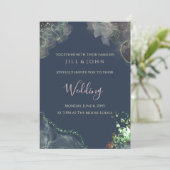Faire-part de mariage abstrait vert marine rose (Debout devant)