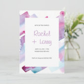 Faire-part de mariage Abstrait violet et bleu (Debout devant)