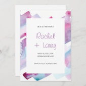 Faire-part de mariage Abstrait violet et bleu (Devant / Derrière)