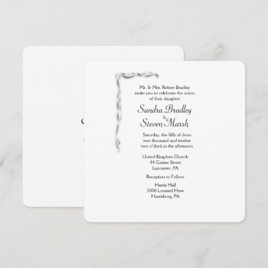 Faire-part de mariage Accent blanc (Devant / Derrière)