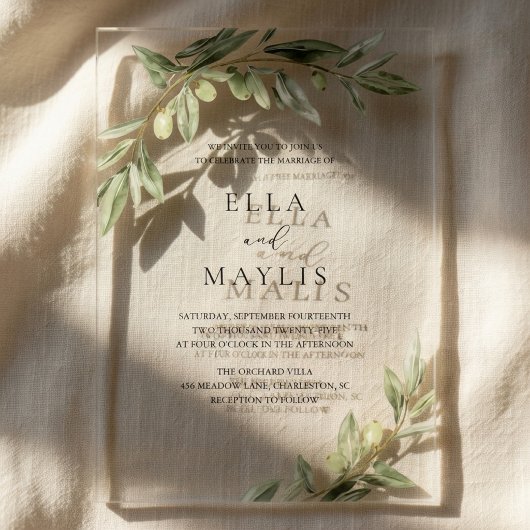 Faire-part de mariage Acrylic Olive Branch