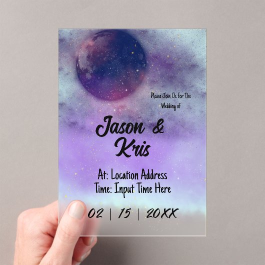 Faire-part de mariage acrylique céleste (In situ (ordinateur de poche))