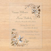 Faire-part de mariage acrylique de colibri blanc (Recto)