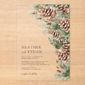 Faire-part de mariage acrylique de pin d'hiver (Recto)