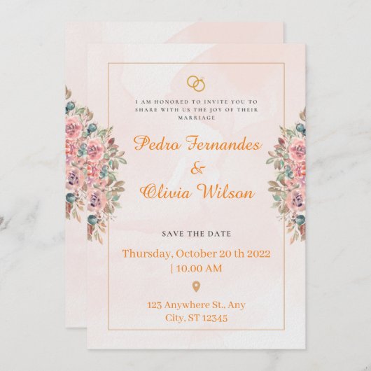 Faire-part de mariage acrylique, Élégant Mariage v (Devant / Derrière)