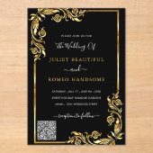 Faire-part de mariage acrylique en or noir avec co (Recto)