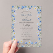 Faire-part de mariage acrylique floral bleu (In situ (ordinateur de poche))