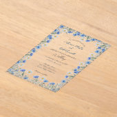 Faire-part de mariage acrylique floral bleu (Poser)