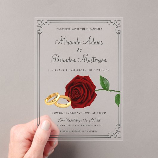 Faire-part de mariage acrylique floral simple et é (In situ (ordinateur de poche))