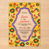 faire-part de mariage acrylique florale mexicaine (Recto)