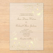 Faire-part de mariage acrylique ivoire or (Recto)
