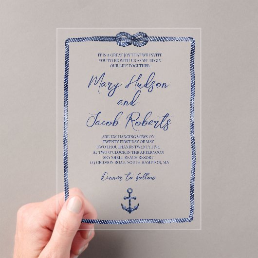 Faire-part de mariage acrylique marine côtière (In situ (ordinateur de poche))
